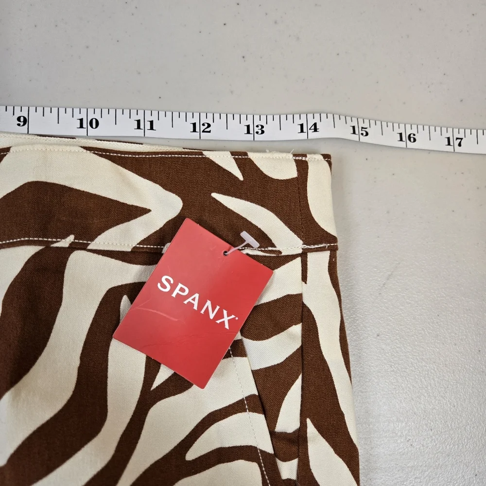 NWT SPANX Zebra Print Ankle Pants Brown White Small